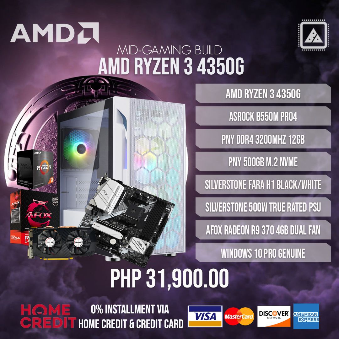 AMD RYZEN 3 4350G MID-GAMING BUILD V.2 AMD RYZEN 3 4350G MID-GAMING BUILD V.2